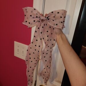Pink Heart Bow Hair Accessory